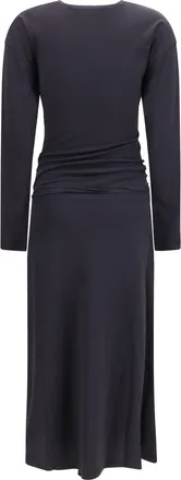 Christophe Lemaire Womens Draped Fitted Long Dress Basalt Cotton