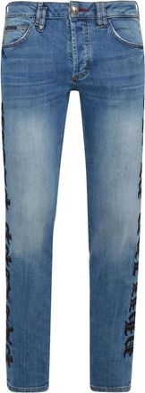 Philipp Plein Straight Cut Gothic Plein Jeans - Heren - Slim Fit Jeans - Blauw - W30 - Denim - Jeans