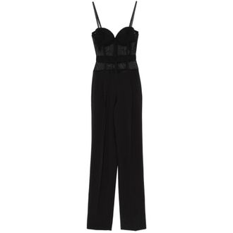 Elisabetta Franchi Jumpsuits, female, Black, L, Jersey Jumpsuit with Charm Belt