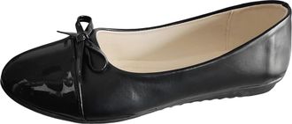 Generic Womens Fashion Leather Casual Shoes with Elegant Bow Flat for Everyday Comfort and Style (Black, 5)