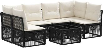 vidaXL Conjunto De Sof&aacute;s De Jard&iacute;n 7 Uds. Negro Rat&aacute;n Sint&eacute;tico Vidaxl