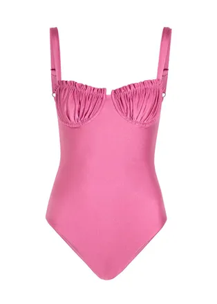 Faithfull The Brand Tavia Ruffled Swimsuit - Pink - S (UK8-10 / S)