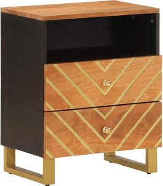 vidaXL Vidaxl - Bedside Cabinet Brown and Black 50x33x60 cm Solid Wood Mango