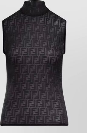 Fendi sleeveless sheer high neck jersey top