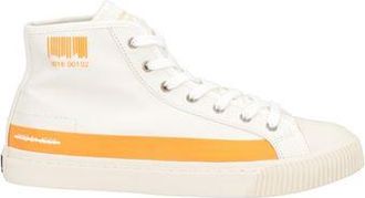 Pro 01 Ject High Top Trainers in Two-Tone White and Orange with Leather Backing