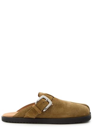Maison Margiela Tabi Buckle Suede Mules - Camel - 37 (IT37/ UK4)