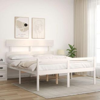 vidaXL Senior Bed without Mattress White 160x200 cm Solid Wood vidaXL