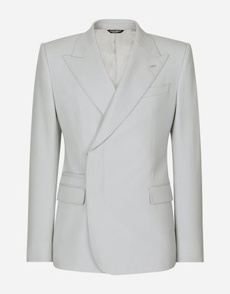 Dolce & Gabbana Double-breasted Stretch Wool Sicilia-fit Jacket - Man Suits And Blazers Gray Wool 48