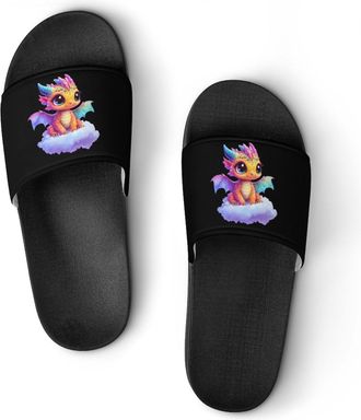 Generic Cute Dragon Shower Shoes Slipper for Women Men Beach Slippers Quick Drying Non Slip Open-Toe Sandals