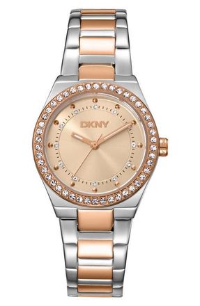 DKNY Essential Glitz Bracelet Watch, 30mm in Rose Gold at Nordstrom