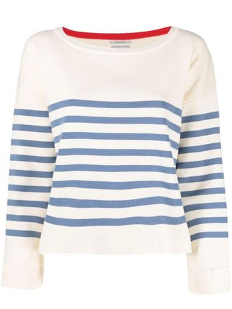 Woolrich striped crew neck jumper - women - Cotton - L - White