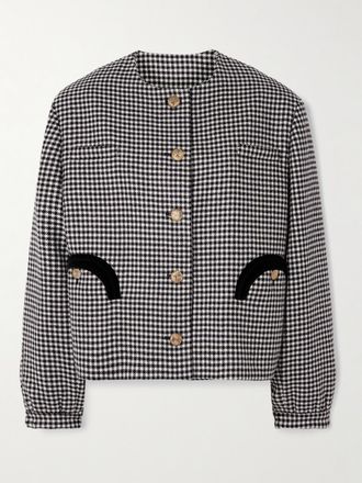 Blaz&eacute; Milano Giacca In Lana Pied-de-poule Con Finiture In Velluto Gliss - Nero