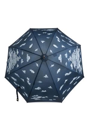 Moschino Parasol With Print, Unisex, Navy Blue