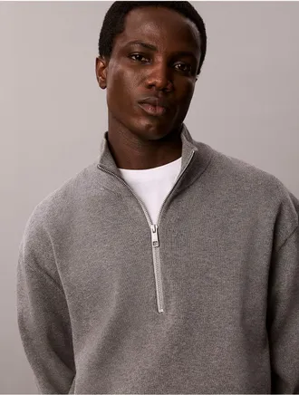 Calvin Klein Mens Tech Quarter Zip Sweater - Grey - 2XL
