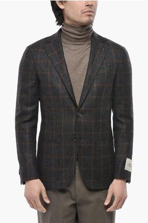 Corneliani CC COLLECTION Virgin Wool and Silk Blend Checked Blazer size 48