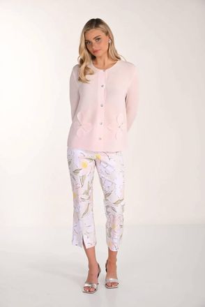 Frank Lyman Design Fina Floral Print Cropped Trousers In Blush