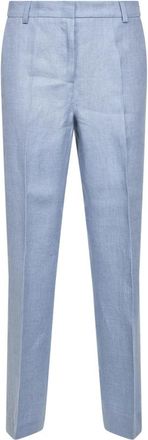Max Mara Malizia Linnen Broek - Dames - Straight fit broeken - Blauw - L - Linnen - Broeken