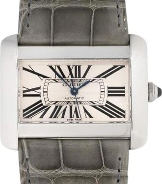 Cartier Pre-owned Tank Divan dameshorloge - Dames - Vintage Horloges - Grijs - ONE Size - Leer - Vintage