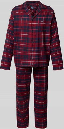 Jockey Pyjama mit Knopfleiste in Bordeaux, Größe XXL