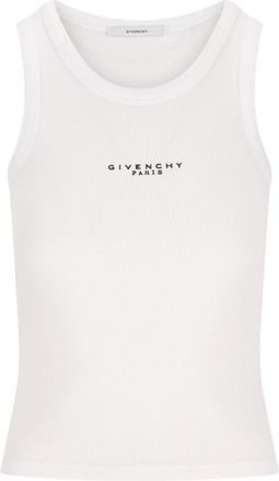 Givenchy White Logo Ribbed Tank Top