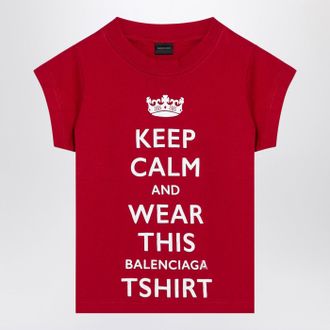 Balenciaga Red Cropped T Shirt Keep Calm