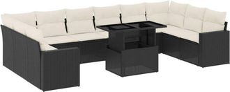 vidaXL Set De Sof&aacute;s De Jard&iacute;n 11 Pzas Y Cojines Rat&aacute;n Sint&eacute;tico Negro Vidaxl