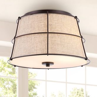 Jonathan Y Designs Silas 14 2-Light Rustic Farmhouse Iron LED Flush Mount