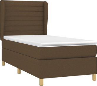 vidaXL Vidaxl - Cama Box Spring Con Colch&oacute;n Tela Marr&oacute;n Oscuro 80x200 Cm