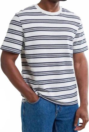 Wax London Dean Short Sleeve Tee In Ecru Navy