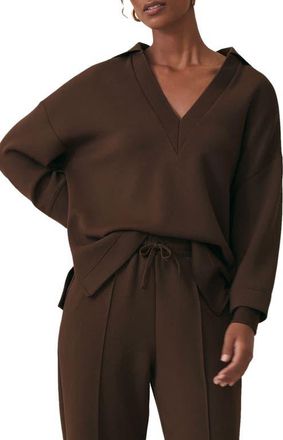 Reiss Bernie Crop Sweatshirt in Chocolate at Nordstrom, Size X-Small