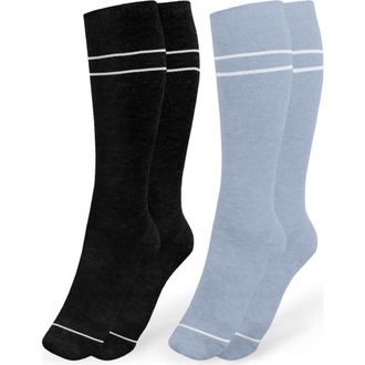 Kindred Bravely Premium Maternity Compression Socks in Stone Blue & Black at Nordstrom, Size Large