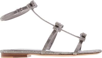 Ferragamo Bow Crystal Embellished Sandals, Size 7 C