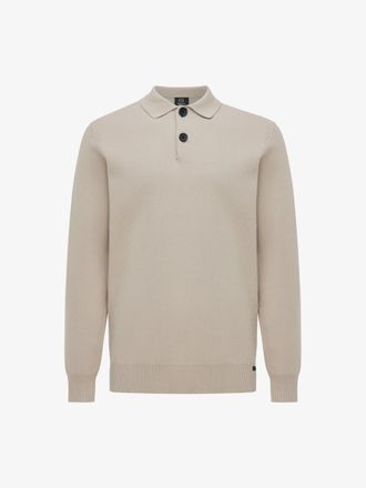 Genti Longsleeve Button Polo | Beige
