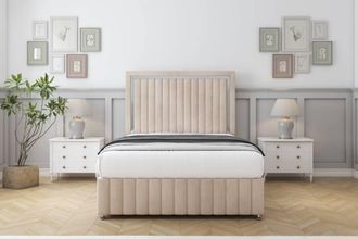 Comfort Beds Boston Gold Naples Divan Set 2 Drawers-26 Headboard-Footboard in Light Sand | Size: Small Double