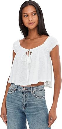 Free People We The Free Dahlia T-Shirts Womens Clothing Optic White : LG (Womens 12-14), Cotton/Linen
