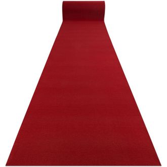 RugsX Alfombra De Pasillo Con Refuerzo De Goma Rumba 1974 Boda Un Solo Color Burdeos, Rojo 200cm Red 200x440 Cm