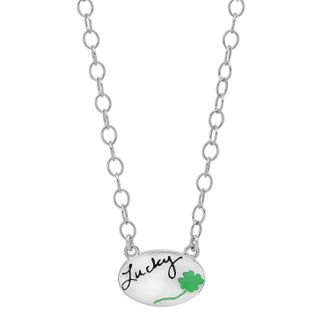 Jessica Elliot Womens Enamel Oval Necklace - Lucky In Sterling