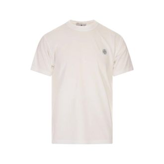 Stone Island T-Shirts, male, White, Size: XL Short Sleeve Jersey T-shirt