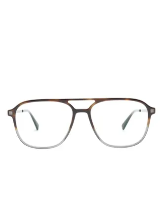 Mykita Gylfi pilot-frame glasses - unisex - Acetate/stainless steel - 54 - Brown