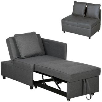 OEM Sof&aacute; Cama De 1 Plaza Con Respaldo Ajustable Sill&oacute;n Cama Individual Con Almohadas Para Dormitorio Apartamento Gris