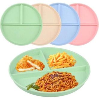 OEM Juego De 4 Platos Divididos Para Adultos, Plato Plano De 22,5 Cm Con 3 Compartimentos, Plato Para Snacks De Dieta De Adelgazamiento, Platos Divididos,