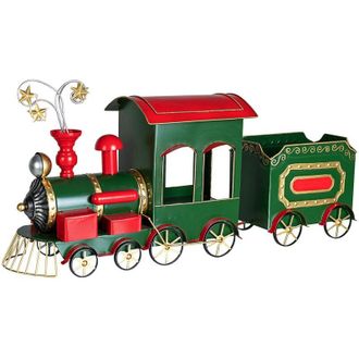 BIZZOTTO Trenino Vintage Verde con vagone in latta decorazione natalizia 86 cm