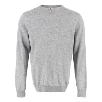 THE (ALPHABET) Cashmere Knitwear, male, Gray, Size: 2XL Cashmere Knit Sweater with Ribbed Edges