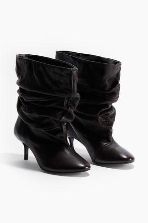 H&M Lederstiefel mit Absatz - Brown