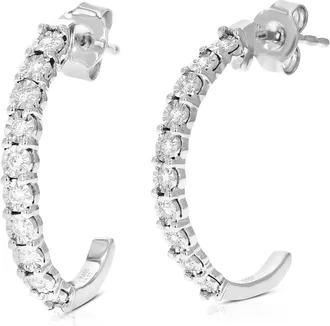 Vir Jewels 1/4 cttw Lab Grown Diamond Hoops Earrings in Sterling Silver With Push Backs For Women