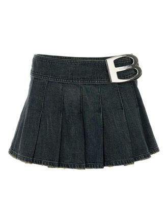 Balenciaga pleated denim mini skirt - women - Cotton - 36 - Blue