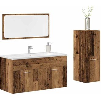 vidaXL Set Mobili da Bagno 3 pz Legno Antico in Legno Multistrato - Vidaxl