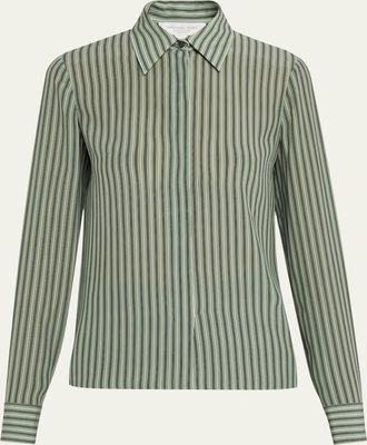 Michael Kors Hansen Striped Silk Pajama Shirt