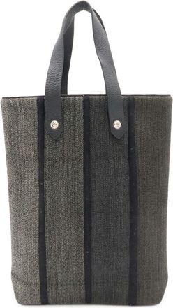Herm&egrave;s Black Gray Wool Handbag Tote Bag (Pre-Owned)