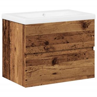 Berkfield Home Sink Cabinet with Built-in Basin Old Wood 61x39.5x49 cm in Brown